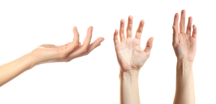 hands reaching for something isolated