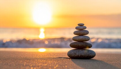 zen stones on the beach