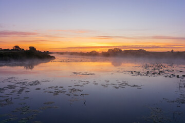 sunset over the lake