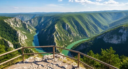 Dramatic Uvac Canyon View from Above in Serbia.