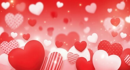 A Joyful Abundance of Red and White Patterned Hearts on a Soft, Glowing Background