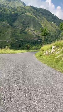 Scenic Mountain Road in Abbottabad Pakistan &ndash; Motorcycle Ride Backward&nbsp;Camera&nbsp;View