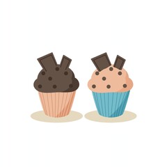 Delicious of muffin and cupcake chocolate bar vector illustration