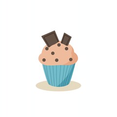 Muffin chocolate bar vector illustration, flat minimalist element chocolate cupcakes