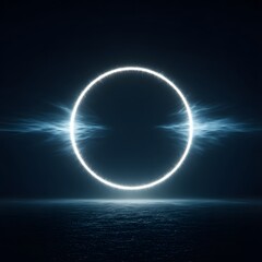 Futuristic neon ring over water high resolution picture