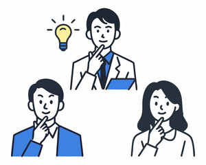 Diverse people thinking and having ideas with a light bulb symbol