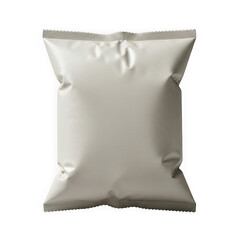 Obraz premium A blank, silvercolored snack bag or food packaging, sealed and ready for branding, isolated on a transparent background