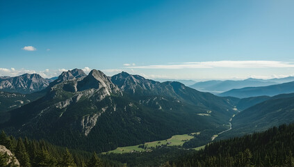 Fototapeta premium Scenic Mountain Landscape with Blue Sky
