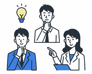 Business people collaborating and brainstorming ideas with a lightbulb symbol