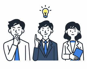 Team brainstorming and idea generation with a lightbulb symbol