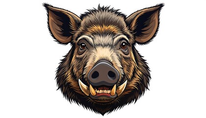 Close Illustration Wild Boar Head