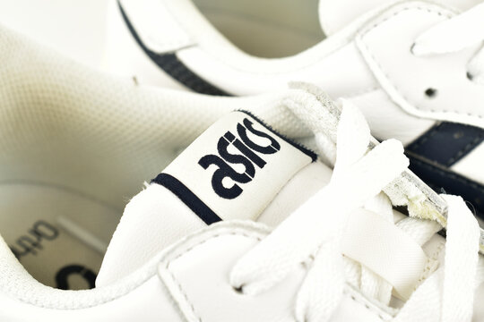 13-09-2025 New Delhi, India :- Close up of asics shoe on white background 