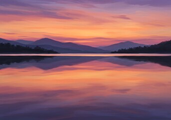 Naklejka premium Serene Sunset Reflection