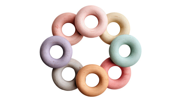 Colorful circular candies arranged in a flower-like pattern