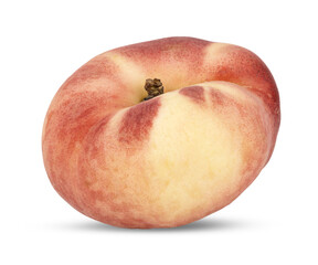 Ripe Chinese flat peach fruit isolated on a transparent png