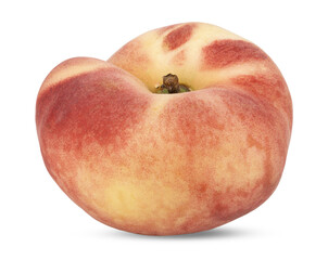 Ripe Chinese flat peach fruit isolated on transparent png