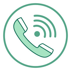 Vector art of phone call line icon handset with signal waves, representing a phone call in progress simple vector illustration for communication concepts