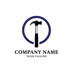 Hammer logo design with circle background for construction company.