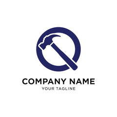 Logo design: Hammer inside a circle, business branding.