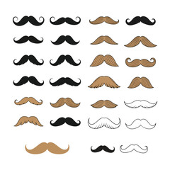 Diverse Mustache Styles Bundle in Multiple Colors Vector Set