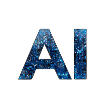 A blue and white logo with a blue letter A