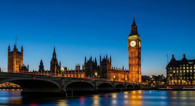 London at Night - Houses of Parliament and Big Ben.