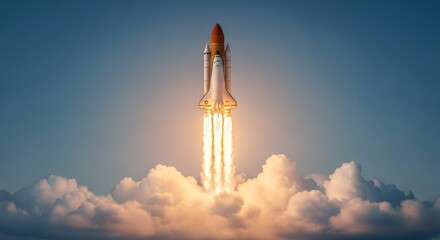 Futuristic Rocket Launch to Success