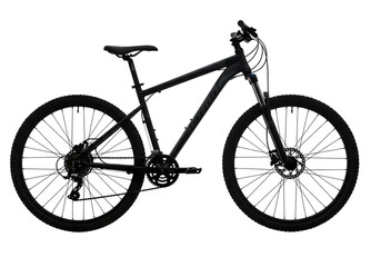 Fototapeta premium Black Mountain Bike Silhouette Side View Illustration isolated on transparent background