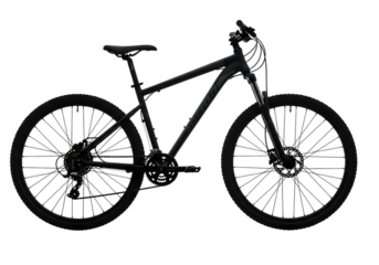 Black Mountain Bike Silhouette Side View Illustration isolated on transparent background