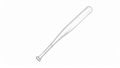 Obraz premium Distressed Wooden Baseball Bat Isolated on White Background with Sketch Style