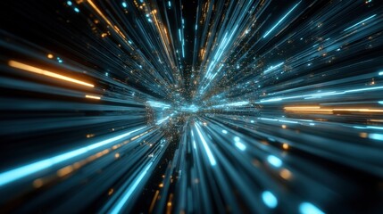 Abstract Light Streaks Creating Tunnel Effect: Futuristic, Energetic, and Dynamic Background with a Sense of Speed