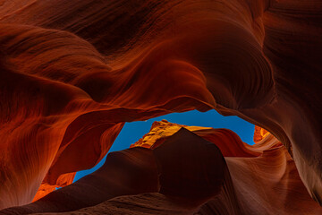 アメリカ　アリゾナ州のロウワーアンテロープキャニオンの風景　グランドキャニオン　グランドサークル