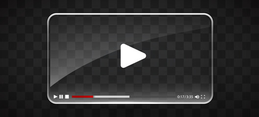 Obraz na płótnie Canvas Transparent glass video player template for web and mobile apps.