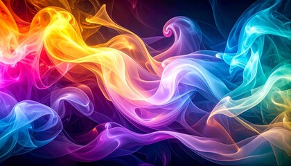Obraz premium Vibrant Abstract Swirls with Gradient Colors and Glowing Lights on a Dark Backdrop