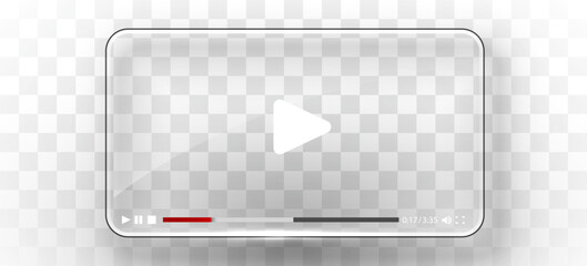 Transparent glass video player template for web and mobile apps.