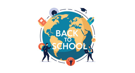 Obraz premium Embark on a new educational journey around the globe celebrating the start of school adventures