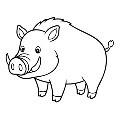Obraz premium Cartoon boar character illustration in black and white style 