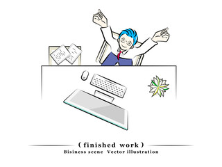 今日の仕事が終了し一息つくビジネスマン｜ビジネスシーン