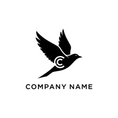 Obraz premium flying bird logo design with initial c.