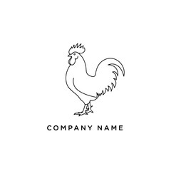 Obraz premium Minimalist Line Art Rooster Logo Design.