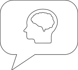 chat icon and human head and brain icon with white background