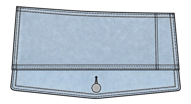 Fashion technical flat sketch of a shirt cuff with button detail.