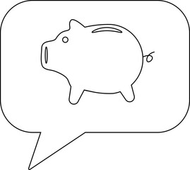 chat icon and piggy bank icon with white background