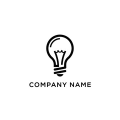 Simple Line Art Light Bulb Logo Design.