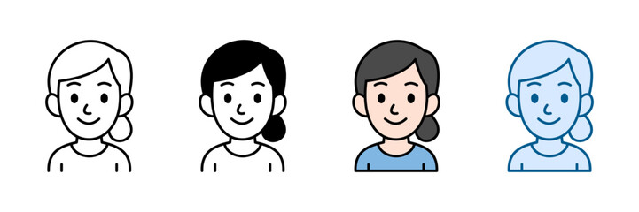 Mother Bun Hair Icon Set Multiple Style Collection