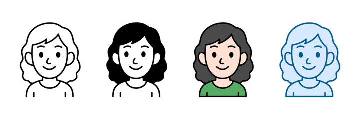 Fototapeta premium Mother Ponytail Icon Set Multiple Style Collection