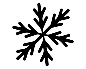 Obraz premium Stylized Black Silhouette Snowflake with Six Points for Winter or Christmas Designs