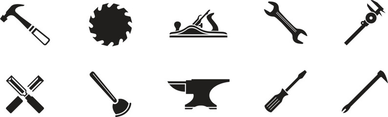 Carpenter Line Icons Set