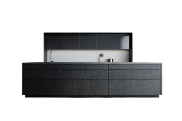 Sleek, dark gray kitchen island