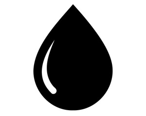 Illustration of a glossy, black, viscous liquid drop isolated on white background